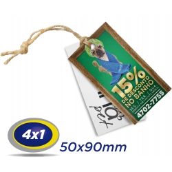 500 TAGs 5x9cm COUCHE 300g 4x1 cor -UV Total Frente com furo de 3 ou 5mm - Produção 3 dias