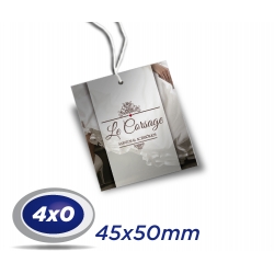 2000 TAGs 4,5 x 5cm COUCHE 300g 4x0 cor -UV Total Frente com furo de 3 ou 5mm - Produção 3 dias