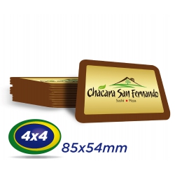 500 Cartões PVC 0,5 mm  - Formato 8,5 x 5,4 cm -  Verniz Cristal Frente e Verso 4x4 cores - Cantos arredondados