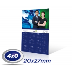 50 Calendários de Parede 20 x 27cm COUCHE 300g UV Total Frente com furo - 4x0 cor Produção 3 dias