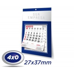 500 Folhinhas Comerciais 27 x 37cm DUPLEX 300g UV Total Frente com furo - 4x0 cor + Bloco 12 meses - Produção 5 dias úteis