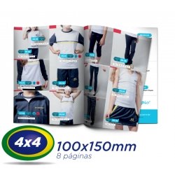 2500 Catalogos 10x15cm 8 Pág. COUCHE 150g 4x4 cor - 1 Dobra Central - 2 Grampos- Produção 7 dias