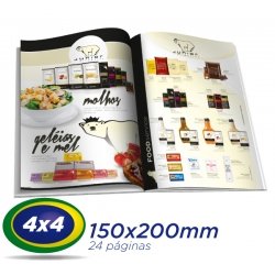 500 Catalogos 20x15cm 24 Pág. COUCHE 150g 4x4 cor - 1 Dobra Central - 2 Grampos- Produção 7 dias