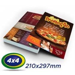 10.000 Folhetos 21x29,7cm Couche 120g 4x4 cor - Produção 2 dias úteis