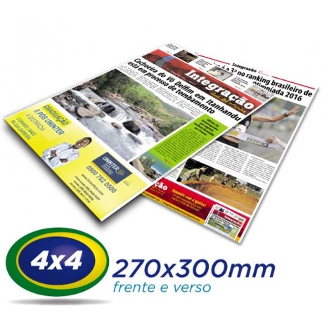 10.000 Tablóides 27x30cm Papel JORNAL 49g 4x4 cor - Produção 1 dia