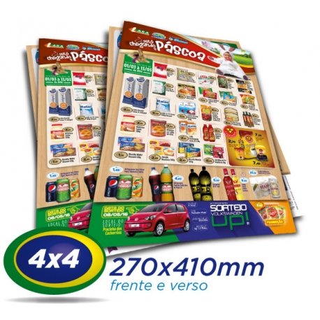 50.000 Panfletos 27x41cm Papel LWC 60g 4x4 - Produção 1 dia